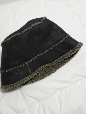 Vtg Grevi Made In Italy Black Bucket Hat Winter Gear Boho Indie Y2K